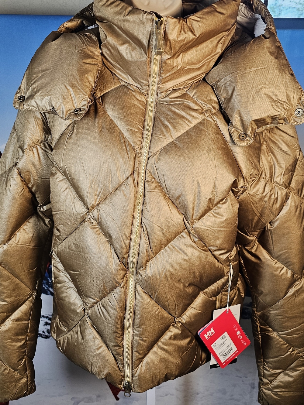 Helly Hansen Diamond Down Jacket Women XL Warm Tan Metallic NWT